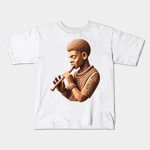 Afrocentric Man Wooden Carving Kids T-Shirt by Graceful Designs